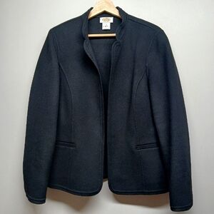 Talbots Wool Blazer Jacket Women Size 14 Black Soft Open Sophisticated Modest